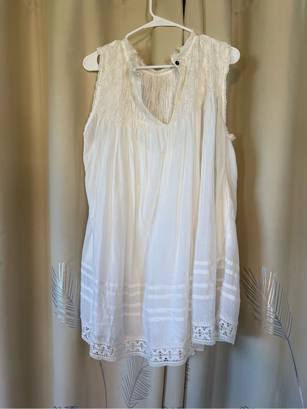 Free People White Babydoll Lace-Trim Mini Dress - Picture 9 of 14